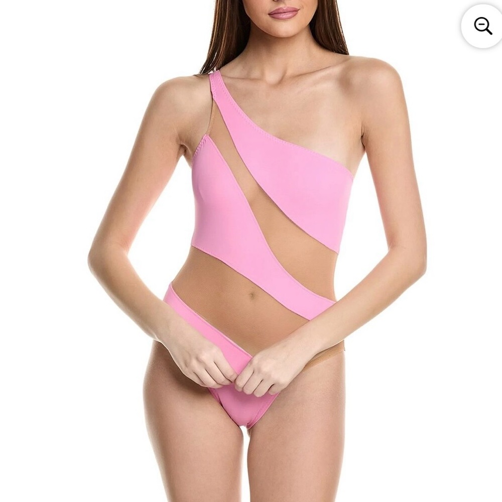 Norma Kamali Snake Mesh Mio 1-Piece Swimsuit Bodysuit Barbie Pink - XS - NWT